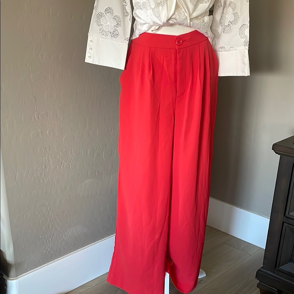 Women's Red Wide-Leg Pants